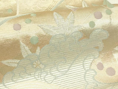 平和屋着物＊夏物　六通柄袋帯　立波楓文　金銀糸　正絹　逸品　CABJ1820rv
