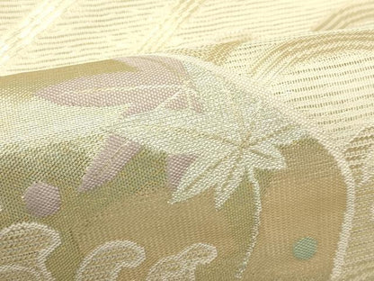 平和屋着物＊夏物　六通柄袋帯　立波楓文　金銀糸　正絹　逸品　CABJ1820rv