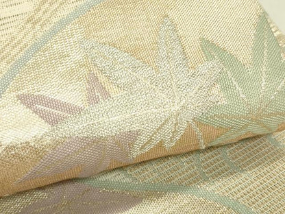 平和屋着物＊夏物　六通柄袋帯　立波楓文　金銀糸　正絹　逸品　CABJ1820rv