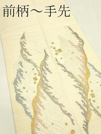 平和屋着物＊夏物　太鼓柄袋帯　総刺繍　絽刺し　区限刺繍　立波文　金銀糸　正絹　逸品　CABJ1823rv
