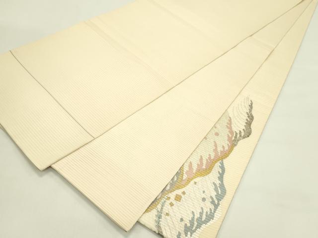 平和屋着物＊夏物　太鼓柄袋帯　総刺繍　絽刺し　区限刺繍　立波文　金銀糸　正絹　逸品　CABJ1823rv