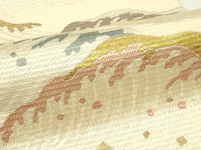 平和屋着物＊夏物　太鼓柄袋帯　総刺繍　絽刺し　区限刺繍　立波文　金銀糸　正絹　逸品　CABJ1823rv
