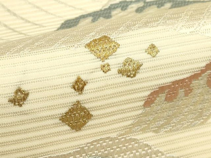 平和屋着物＊夏物　太鼓柄袋帯　総刺繍　絽刺し　区限刺繍　立波文　金銀糸　正絹　逸品　CABJ1823rv