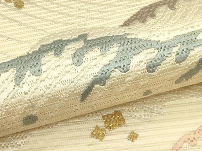 平和屋着物＊夏物　太鼓柄袋帯　総刺繍　絽刺し　区限刺繍　立波文　金銀糸　正絹　逸品　CABJ1823rv