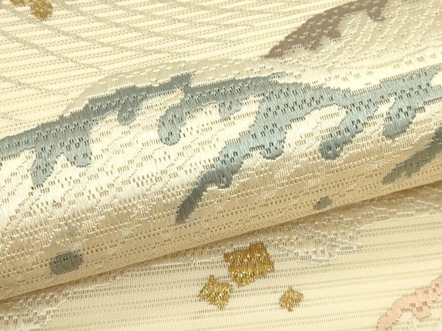 平和屋着物＊夏物　太鼓柄袋帯　総刺繍　絽刺し　区限刺繍　立波文　金銀糸　正絹　逸品　CABJ1823rv
