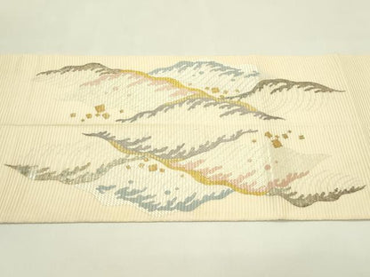 平和屋着物＊夏物　太鼓柄袋帯　総刺繍　絽刺し　区限刺繍　立波文　金銀糸　正絹　逸品　CABJ1823rv