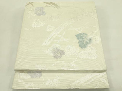 平和屋着物＊夏物　六通柄袋帯　流水籬蔦の葉文　涼　銀糸　正絹　逸品　CABJ1825rv
