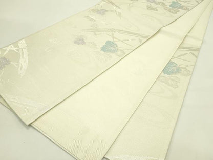 平和屋着物＊夏物　六通柄袋帯　流水籬蔦の葉文　涼　銀糸　正絹　逸品　CABJ1825rv