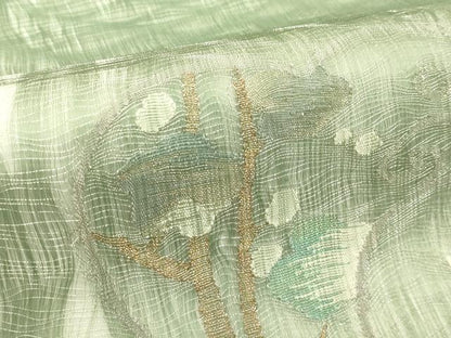 平和屋着物＊夏物　太鼓柄袋帯　すくい織　草花文　金銀糸　正絹　逸品　CABJ1826rv