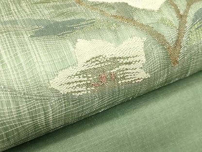 平和屋着物＊夏物　太鼓柄袋帯　すくい織　草花文　金銀糸　正絹　逸品　CABJ1826rv