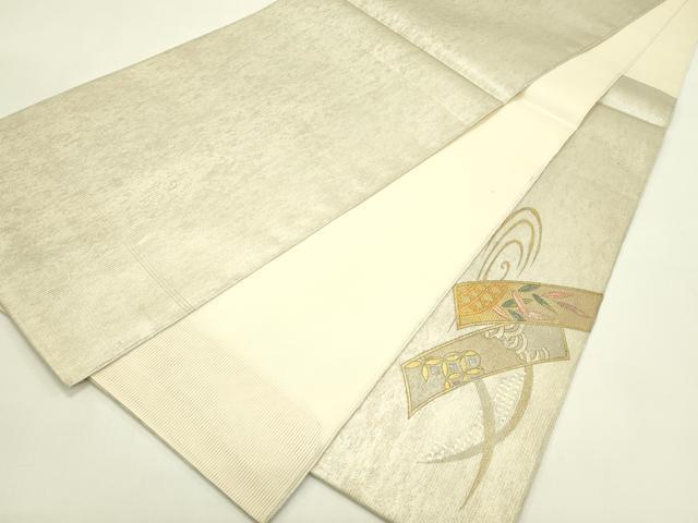 平和屋着物＊夏物　太鼓柄袋帯　短冊草花文　金銀彩　正絹　逸品　CABJ1827rv
