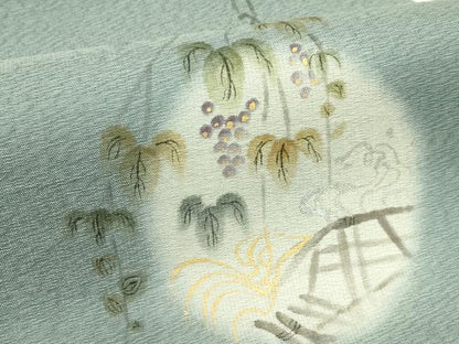 平和屋着物＊夏物　太鼓柄袋帯　手描き　葡萄蔦の葉丸文　金銀彩　正絹　逸品　未使用　CABJ1834rv