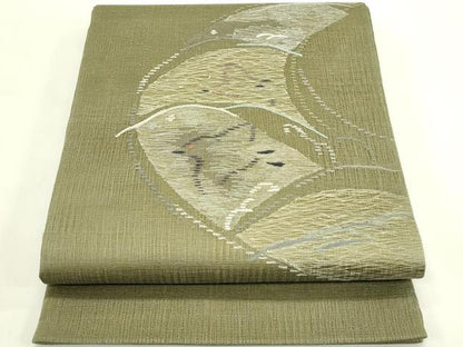 平和屋着物＊夏物　太鼓柄袋帯　すくい織　千鳥　正絹　逸品　未使用　CABJ1835rv