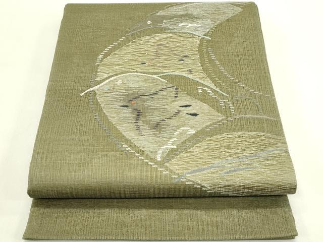 平和屋着物＊夏物　太鼓柄袋帯　すくい織　千鳥　正絹　逸品　未使用　CABJ1835rv