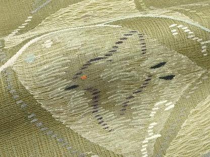 平和屋着物＊夏物　太鼓柄袋帯　すくい織　千鳥　正絹　逸品　未使用　CABJ1835rv