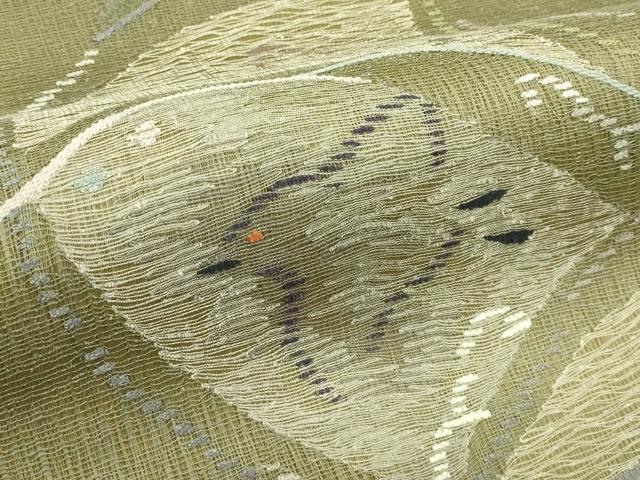 平和屋着物＊夏物　太鼓柄袋帯　すくい織　千鳥　正絹　逸品　未使用　CABJ1835rv