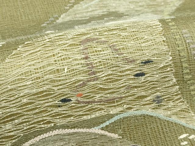 平和屋着物＊夏物　太鼓柄袋帯　すくい織　千鳥　正絹　逸品　未使用　CABJ1835rv
