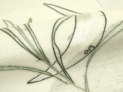 平和屋着物＊夏物　太鼓柄袋帯　総刺繍　草木文　正絹　逸品　未使用　CABJ1836rv