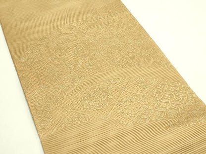 平和屋着物＊夏物　太鼓柄袋帯　絽綴れ　総刺繍　絽刺し　区限刺繍　吉祥花文　正絹　逸品　CABJ1843rv