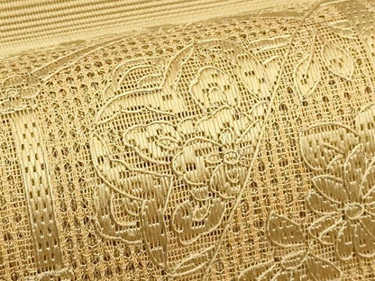 平和屋着物＊夏物　太鼓柄袋帯　絽綴れ　総刺繍　絽刺し　区限刺繍　吉祥花文　正絹　逸品　CABJ1843rv