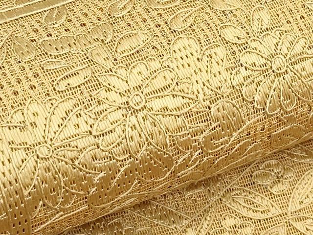平和屋着物＊夏物　太鼓柄袋帯　絽綴れ　総刺繍　絽刺し　区限刺繍　吉祥花文　正絹　逸品　CABJ1843rv