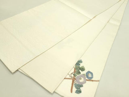 平和屋着物＊夏物　太鼓柄袋帯　すくい織　朝顔　トンボ　金銀糸　正絹　逸品　CABJ1844rv