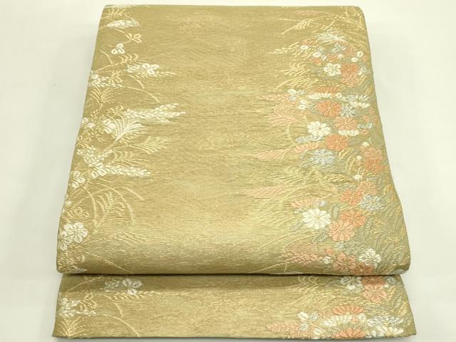 平和屋着物＊夏物　六通柄袋帯　唐織　草花文　金銀糸　正絹　逸品　CABJ1845rv