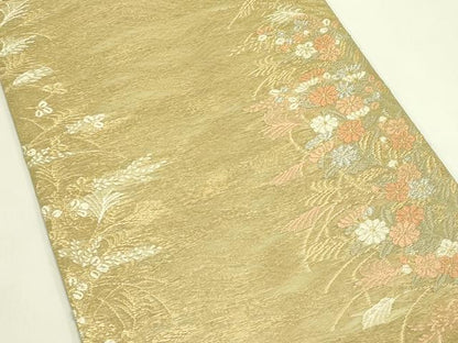 平和屋着物＊夏物　六通柄袋帯　唐織　草花文　金銀糸　正絹　逸品　CABJ1845rv