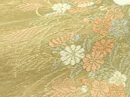 平和屋着物＊夏物　六通柄袋帯　唐織　草花文　金銀糸　正絹　逸品　CABJ1845rv