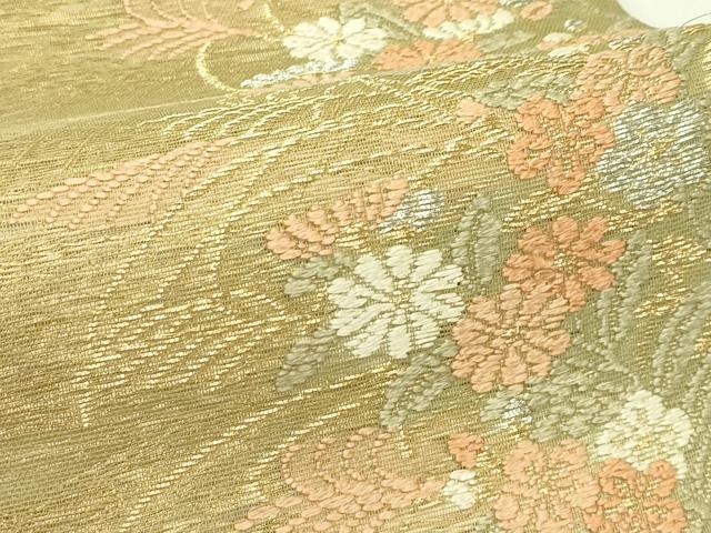 平和屋着物＊夏物　六通柄袋帯　唐織　草花文　金銀糸　正絹　逸品　CABJ1845rv
