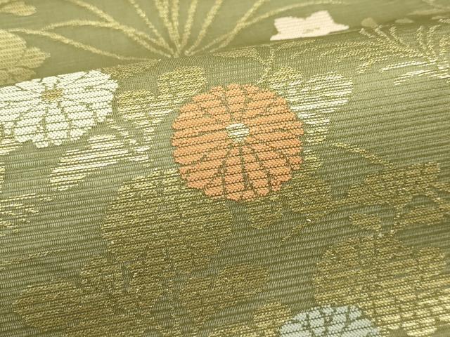 平和屋着物＊夏物　六通柄袋帯　秋草舞蝶文　金糸　正絹　逸品　CABJ1847rv