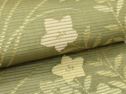 平和屋着物＊夏物　六通柄袋帯　秋草舞蝶文　金糸　正絹　逸品　CABJ1847rv