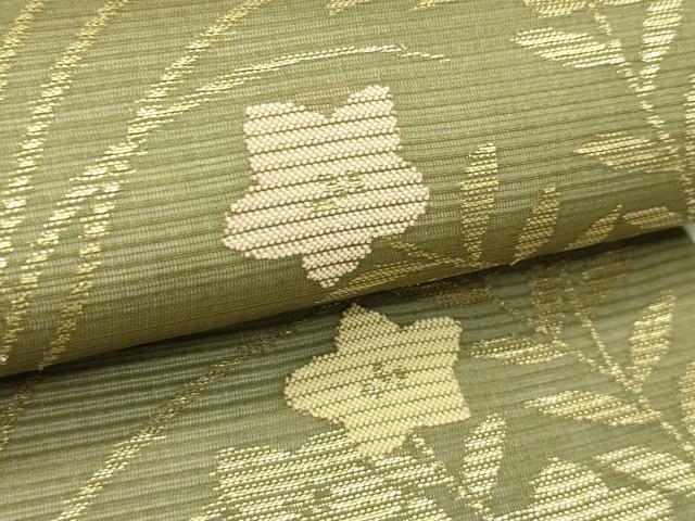 平和屋着物＊夏物　六通柄袋帯　秋草舞蝶文　金糸　正絹　逸品　CABJ1847rv