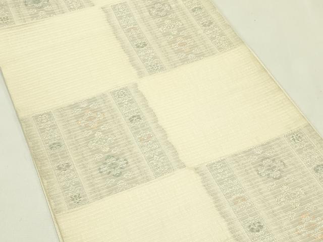 平和屋着物＊夏物　六通柄袋帯　市松草花文　金銀糸　正絹　逸品　CABJ1851rv