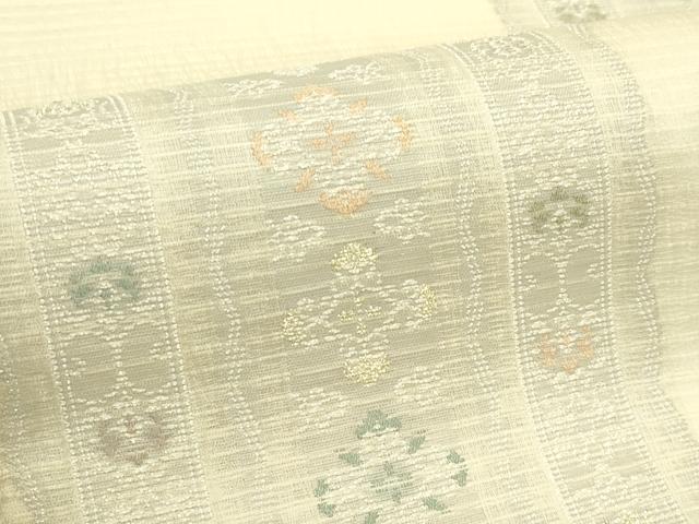 平和屋着物＊夏物　六通柄袋帯　市松草花文　金銀糸　正絹　逸品　CABJ1851rv
