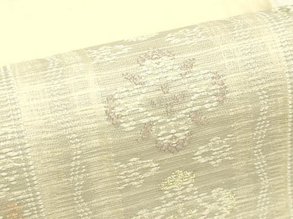 平和屋着物＊夏物　六通柄袋帯　市松草花文　金銀糸　正絹　逸品　CABJ1851rv