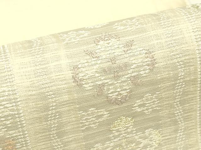 平和屋着物＊夏物　六通柄袋帯　市松草花文　金銀糸　正絹　逸品　CABJ1851rv