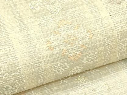 平和屋着物＊夏物　六通柄袋帯　市松草花文　金銀糸　正絹　逸品　CABJ1851rv