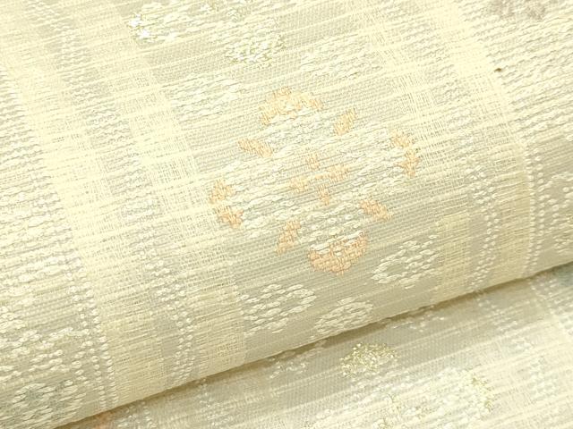 平和屋着物＊夏物　六通柄袋帯　市松草花文　金銀糸　正絹　逸品　CABJ1851rv