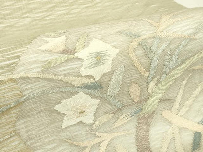平和屋着物＊夏物　太鼓柄袋帯　すくい織　草花丸文　金銀糸　正絹　逸品　CABJ1852rv