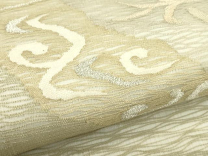 平和屋着物＊夏物　太鼓柄袋帯　すくい織　草花丸文　金銀糸　正絹　逸品　CABJ1852rv