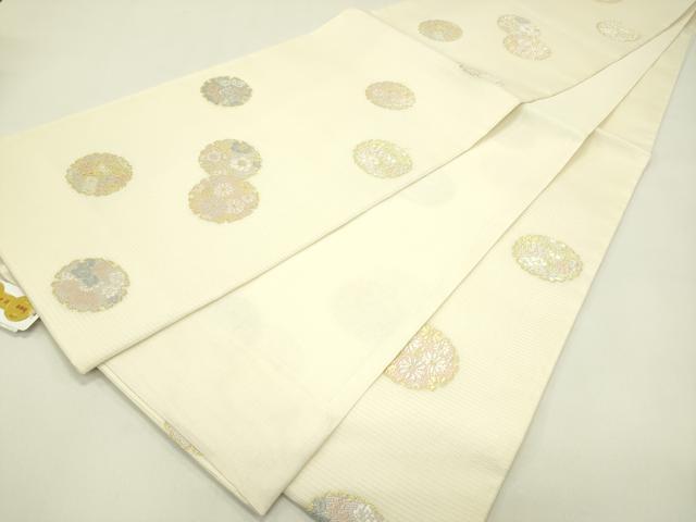 平和屋着物＊夏物　西陣　橋本テル織物謹製　六通柄袋帯　唐織　雪輪花文　金糸　証紙付き　正絹　逸品　未使用　CABJ1853rv