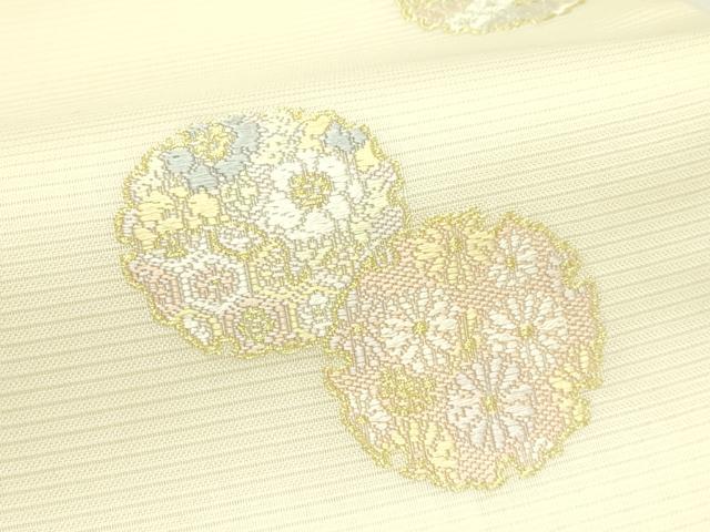 平和屋着物＊夏物　西陣　橋本テル織物謹製　六通柄袋帯　唐織　雪輪花文　金糸　証紙付き　正絹　逸品　未使用　CABJ1853rv