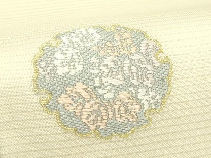 平和屋着物＊夏物　西陣　橋本テル織物謹製　六通柄袋帯　唐織　雪輪花文　金糸　証紙付き　正絹　逸品　未使用　CABJ1853rv