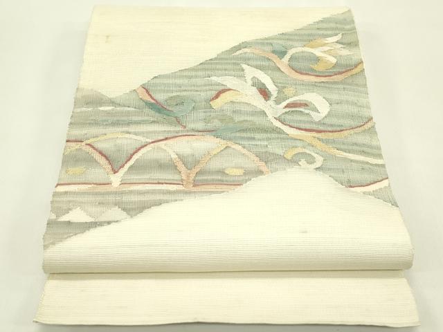 平和屋着物＊夏物　太鼓柄袋帯　すくい織　花唐草文　金銀糸　正絹　逸品　CABJ1859rv