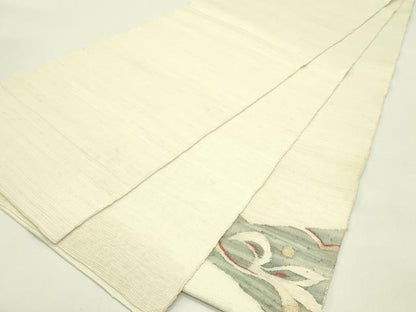 平和屋着物＊夏物　太鼓柄袋帯　すくい織　花唐草文　金銀糸　正絹　逸品　CABJ1859rv