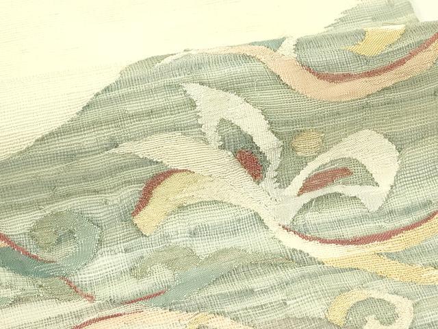 平和屋着物＊夏物　太鼓柄袋帯　すくい織　花唐草文　金銀糸　正絹　逸品　CABJ1859rv