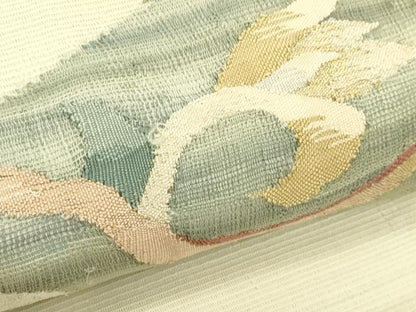 平和屋着物＊夏物　太鼓柄袋帯　すくい織　花唐草文　金銀糸　正絹　逸品　CABJ1859rv