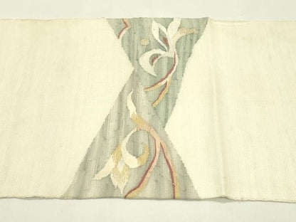 平和屋着物＊夏物　太鼓柄袋帯　すくい織　花唐草文　金銀糸　正絹　逸品　CABJ1859rv