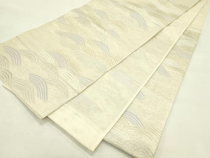 平和屋着物＊夏物　六通柄袋帯　立波文　銀糸　正絹　逸品　CABJ1861rv